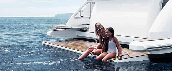 mother and daughter on a yacht